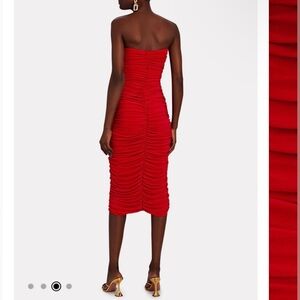 NORMA KAMALI Slinky Ruched Red Midi Dress